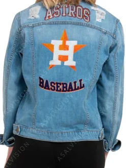 Asal Vision Denim Jackets | Womens Houston Astros Denim Patches Jacket Blue