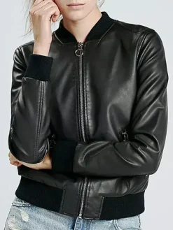 Asal Vision Black Jackets | Bomber Jackets | Women’s Lambskin Leather Bomber Jacket Black