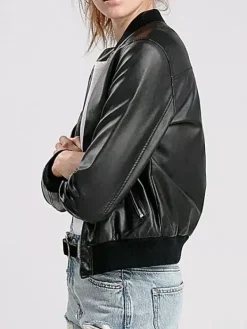 Asal Vision Black Jackets | Bomber Jackets | Women’s Lambskin Leather Bomber Jacket Black