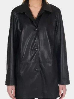 Asal Vision Leather Coats | Women Coats | Women’s Long Length Leather Jacket Black
