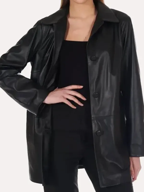 Asal Vision Leather Coats | Women Coats | Women’s Long Length Leather Jacket Black