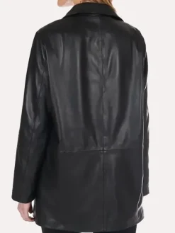 Asal Vision Leather Coats | Women Coats | Women’s Long Length Leather Jacket Black