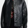 Asal Vision Black Jackets | Bomber Jackets | Women’s MA-1 Leather Bomber Jacket Black
