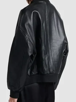 Asal Vision Black Jackets | Bomber Jackets | Women’s MA-1 Leather Bomber Jacket Black