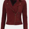 Asal Vision Suede Jackets | Biker Jackets | Womens Suede Leather Biker Jacket Maroon