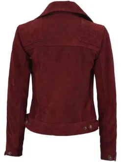 Asal Vision Suede Jackets | Biker Jackets | Womens Suede Leather Biker Jacket Maroon