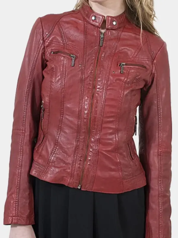 Asal Vision Leather Jackets | Women’s Zipper Leather Jacket Maroon