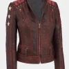 Asal Vision Biker Jackets | Leather Jackets | Women’s Ox Blood Vintage Biker Leather Jacket Red