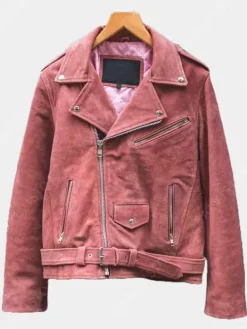 Asal Vision Suede Jackets | Biker Jackets | Womens Suede Biker Jacket Pink