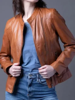 Asal Vision Leather Jackets | Women’s Real Leather Fashion Jacket Tan