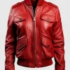 Asal Vision Red Jackets | Bomber Jackets | Women’s Bomber Leather Jacket Red