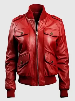Asal Vision Red Jackets | Bomber Jackets | Women’s Bomber Leather Jacket Red