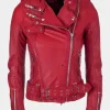 Asal Vision Red Jackets | Biker Jackets | Womens Brando Leather Jacket Red