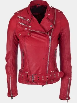Asal Vision Red Jackets | Biker Jackets | Womens Brando Leather Jacket Red