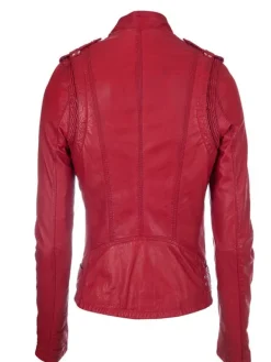 Asal Vision Red Jackets | Biker Jackets | Womens Brando Leather Jacket Red