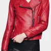 Asal Vision Red Jackets | Biker Jackets | Women’s Red Handmade Motorcycle Leather Jacket Real Leather