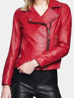 Asal Vision Red Jackets | Biker Jackets | Women’s Red Handmade Motorcycle Leather Jacket Real Leather