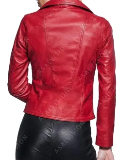 Asal Vision Red Jackets | Biker Jackets | Women’s Red Handmade Motorcycle Leather Jacket Real Leather