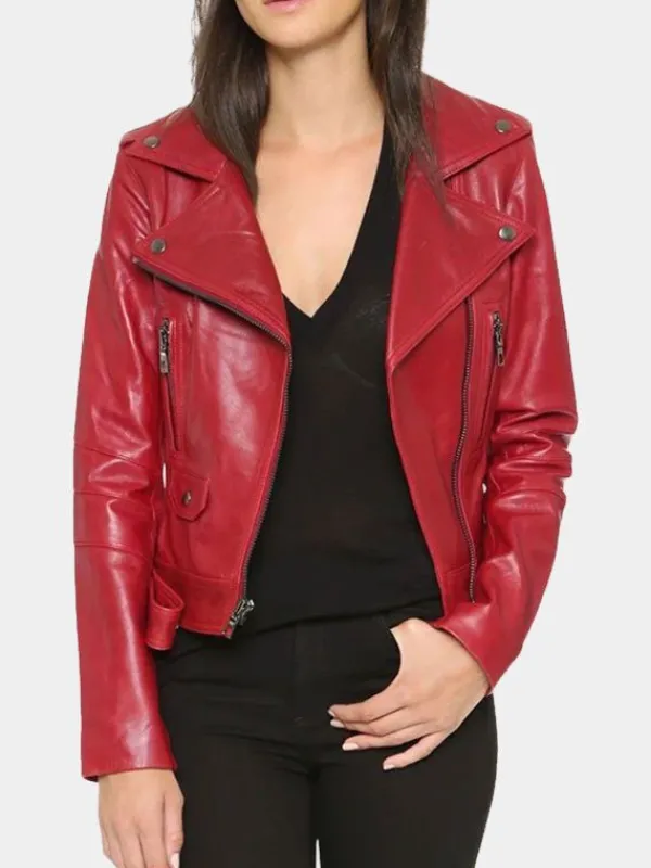 Asal Vision Red Jackets | Biker Jackets | Womens Leather Biker Jacket Red