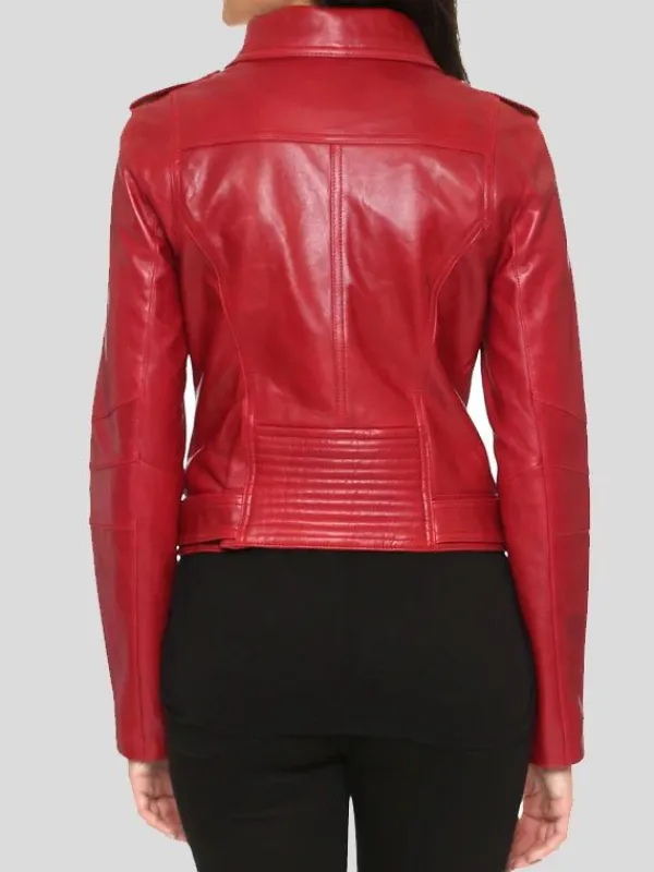 Asal Vision Red Jackets | Biker Jackets | Womens Leather Biker Jacket Red