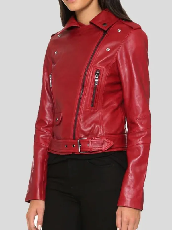 Asal Vision Red Jackets | Biker Jackets | Womens Leather Biker Jacket Red