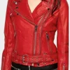 Asal Vision Red Jackets | Biker Jackets | Women’s Leather Cafe Racer Jacket Red