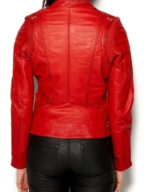 Asal Vision Red Jackets | Biker Jackets | Women’s Leather Cafe Racer Jacket Red