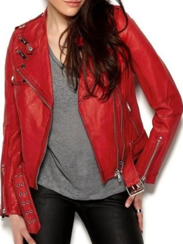 Asal Vision Red Jackets | Biker Jackets | Women’s Leather Cafe Racer Jacket Red
