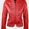Asal Vision Red Jackets | Leather Jackets | Women’s Military Style Leather Jacket Red