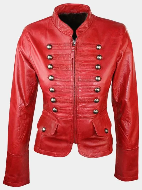 Asal Vision Red Jackets | Leather Jackets | Women’s Military Style Leather Jacket Red