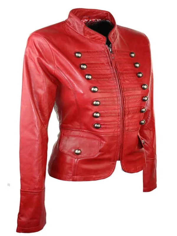 Asal Vision Red Jackets | Leather Jackets | Women’s Military Style Leather Jacket Red