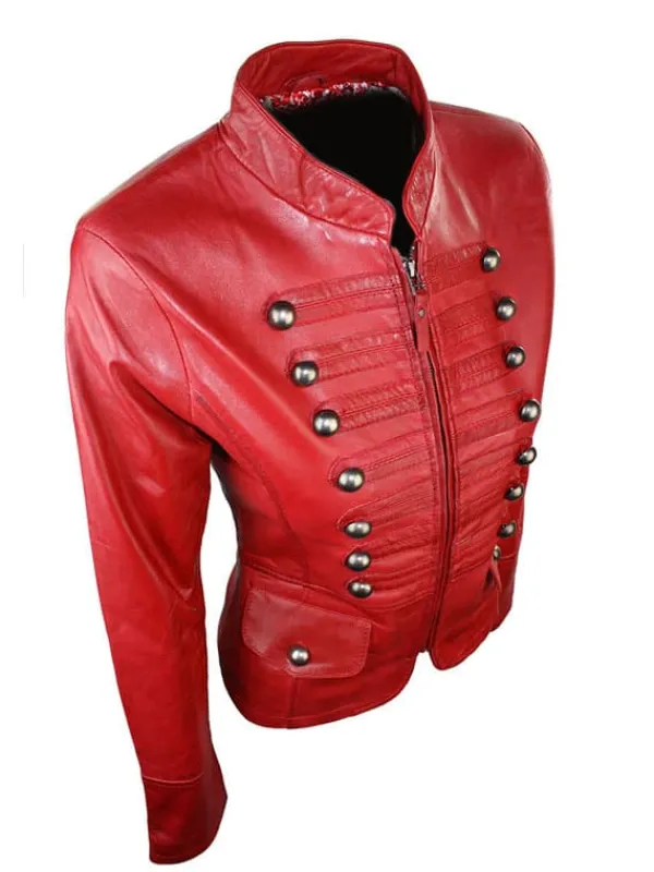 Asal Vision Red Jackets | Leather Jackets | Women’s Military Style Leather Jacket Red