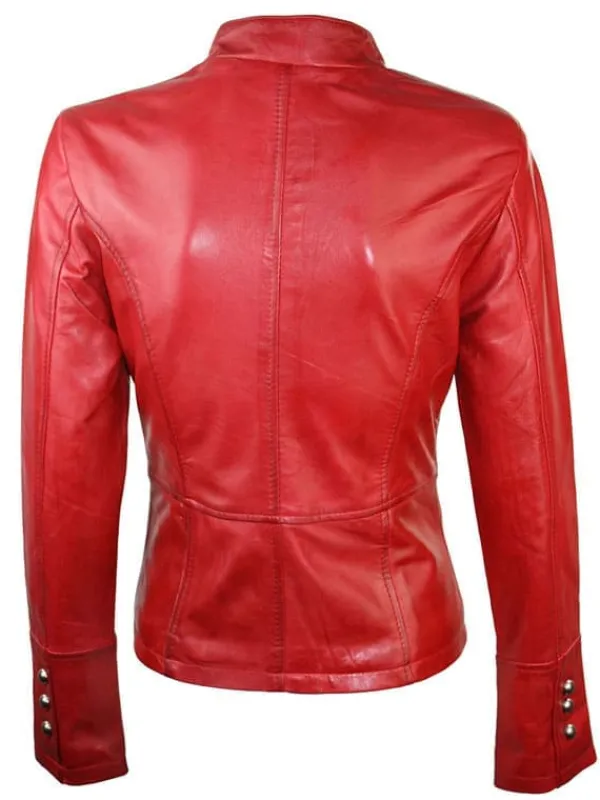 Asal Vision Red Jackets | Leather Jackets | Women’s Military Style Leather Jacket Red