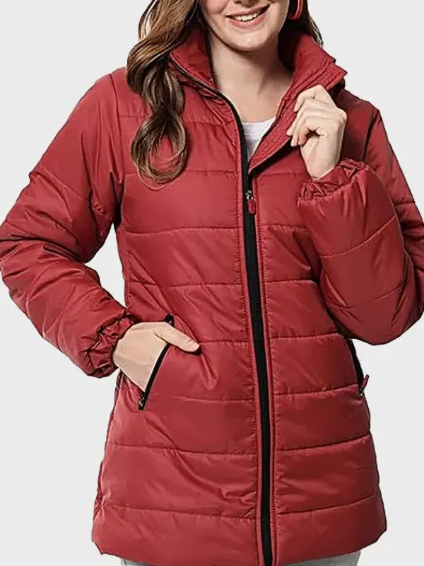 Asal Vision Puffer Jackets | Women’s Puffer Hooded Jacket Red