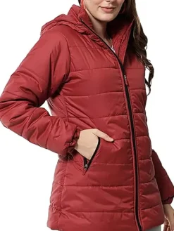 Asal Vision Puffer Jackets | Women’s Puffer Hooded Jacket Red