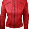 Asal Vision Red Jackets | Biker Jackets | Women’s Sheepskin Biker Jacket Red