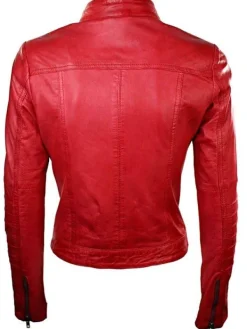 Asal Vision Red Jackets | Biker Jackets | Women’s Sheepskin Biker Jacket Red