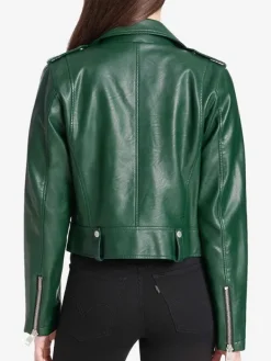 Asal Vision Biker Jackets | Leather Jackets | Women’s Shiny Biker Leather Jacket Green Color
