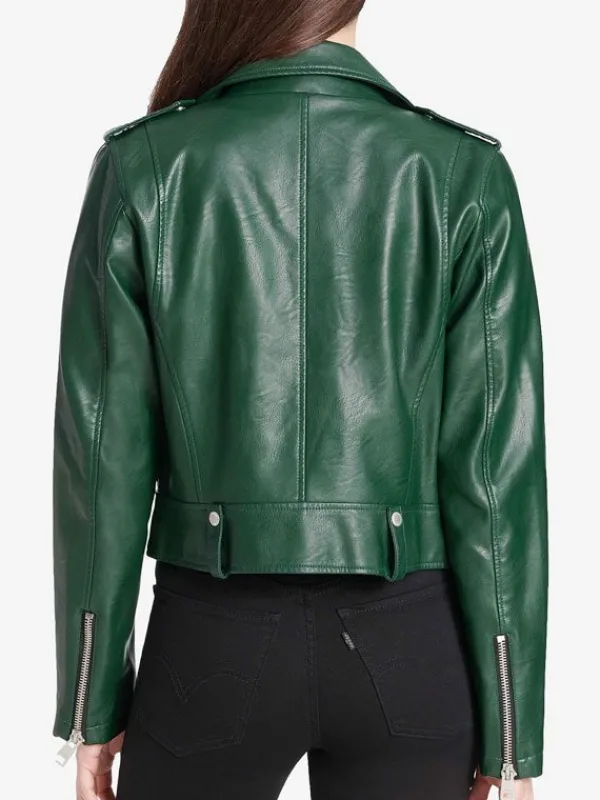 Asal Vision Biker Jackets | Leather Jackets | Women’s Shiny Biker Leather Jacket Green Color