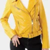 Asal Vision Biker Jackets | Leather Jackets | Women’s Shiny Yellow Motorcycle Leather Jacket Yellow Color