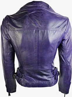 Asal Vision Biker Jackets | Leather Jackets | Women’s Short Fitted Leather Jacket Purple