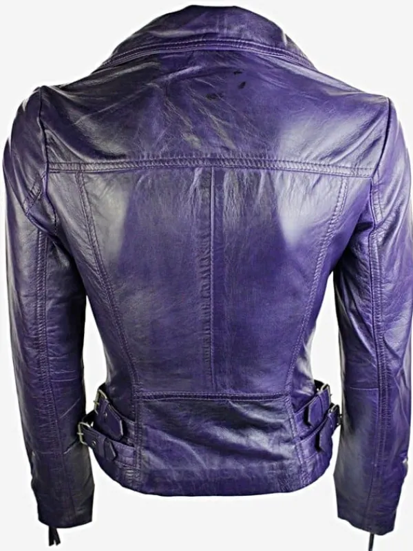 Asal Vision Biker Jackets | Leather Jackets | Women’s Short Fitted Leather Jacket Purple