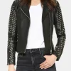 Asal Vision Black Jackets | Biker Jackets | Women’s Studded Biker Leather Jacket Black
