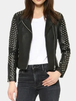Asal Vision Black Jackets | Biker Jackets | Women’s Studded Biker Leather Jacket Black