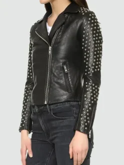 Asal Vision Black Jackets | Biker Jackets | Women’s Studded Biker Leather Jacket Black