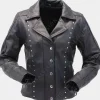 Asal Vision Black Jackets | Studded Jackets | Womens Studded Leather Biker Jacket Black