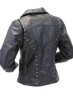Asal Vision Black Jackets | Studded Jackets | Womens Studded Leather Biker Jacket Black