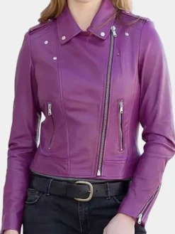 Asal Vision Biker Jackets | Leather Jackets | Women’s Stylish Color Biker Leather Jacket Purple