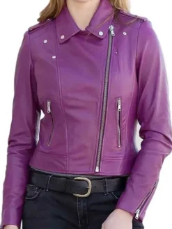Asal Vision Biker Jackets | Leather Jackets | Women’s Stylish Color Biker Leather Jacket Purple