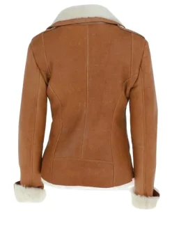 Asal Vision Brown Jackets | Women’s Fur Shearling Leather Jacket Tan Brown